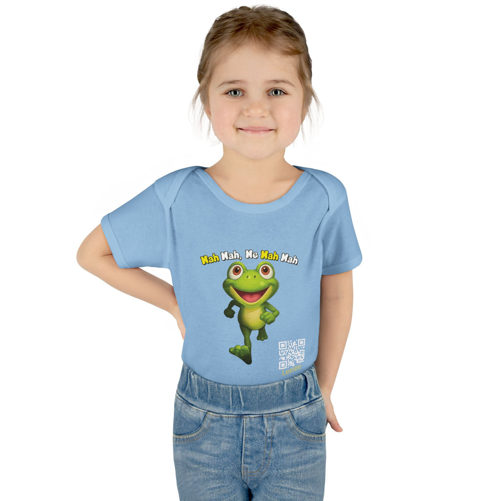 Baby Bodysuit – Cute Running Leelee Frog "Nah Nah, Ne Nah Nah" Infant Onesie