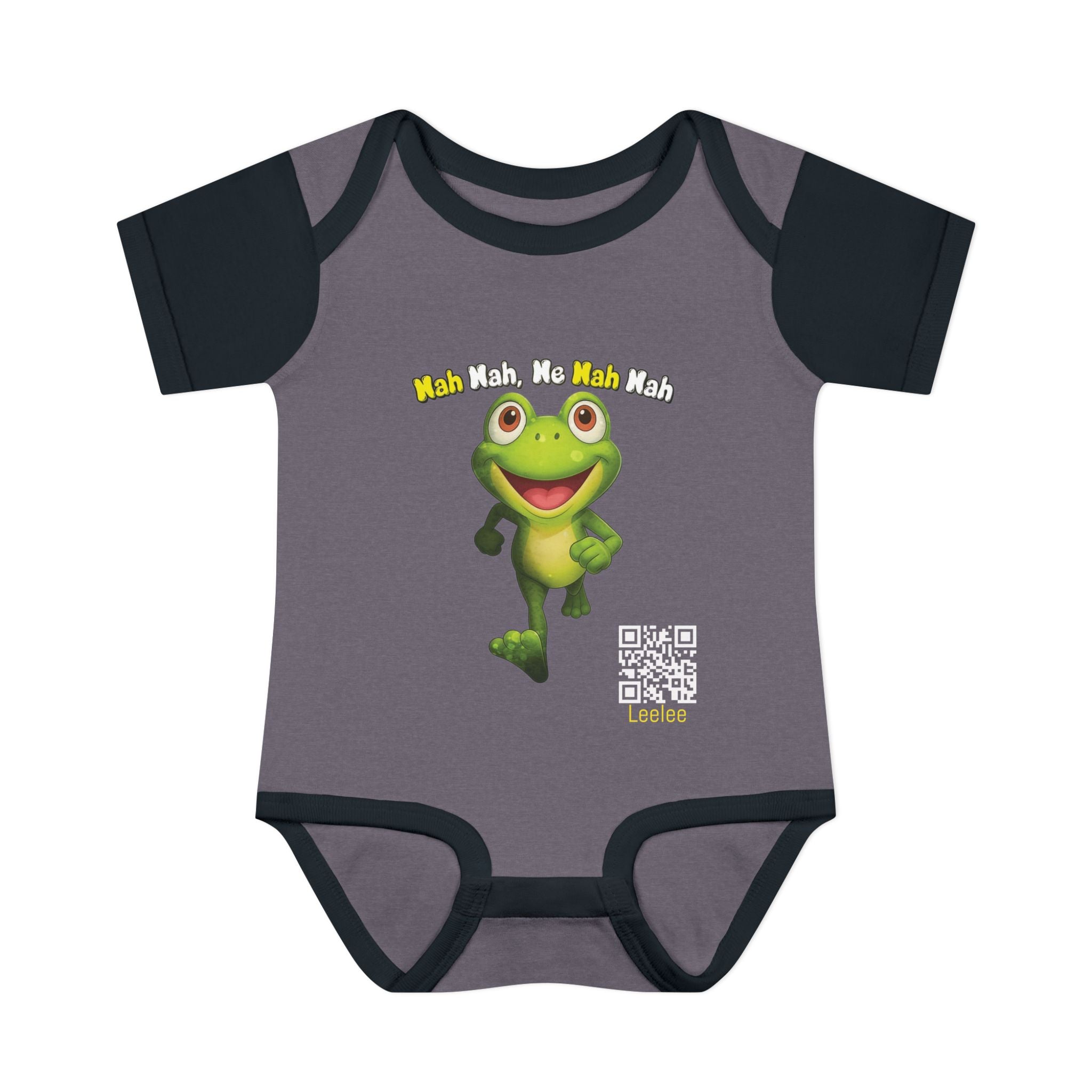 Baby Bodysuit – Cute Running Leelee Frog "Nah Nah, Ne Nah Nah" Infant Onesie