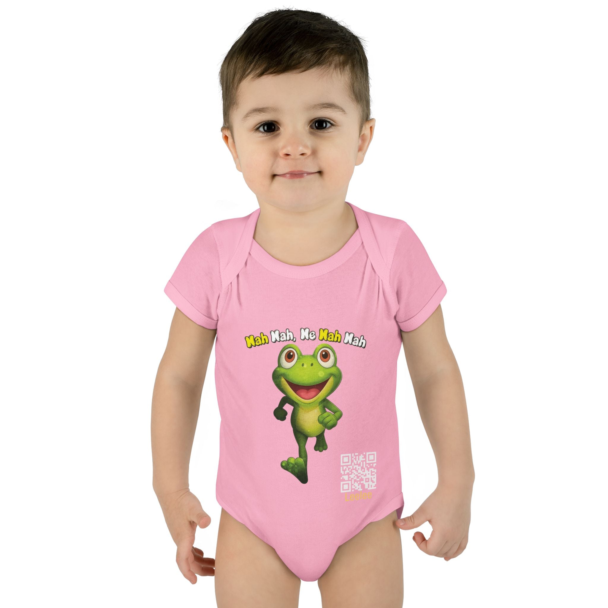 Baby Bodysuit – Cute Running Leelee Frog "Nah Nah, Ne Nah Nah" Infant Onesie