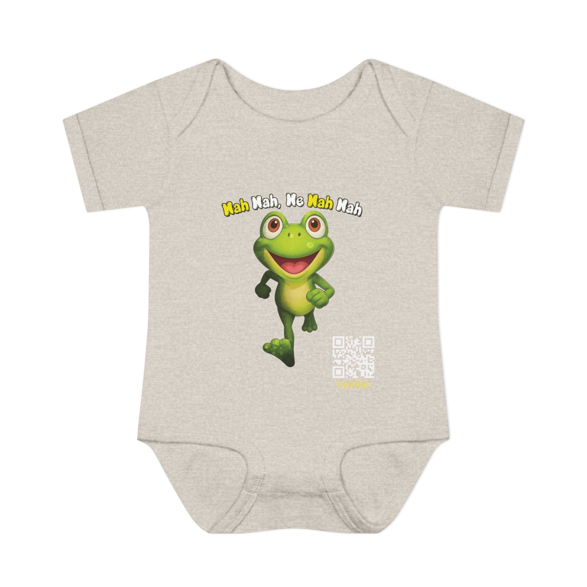 Baby Bodysuit – Cute Running Leelee Frog "Nah Nah, Ne Nah Nah" Infant Onesie