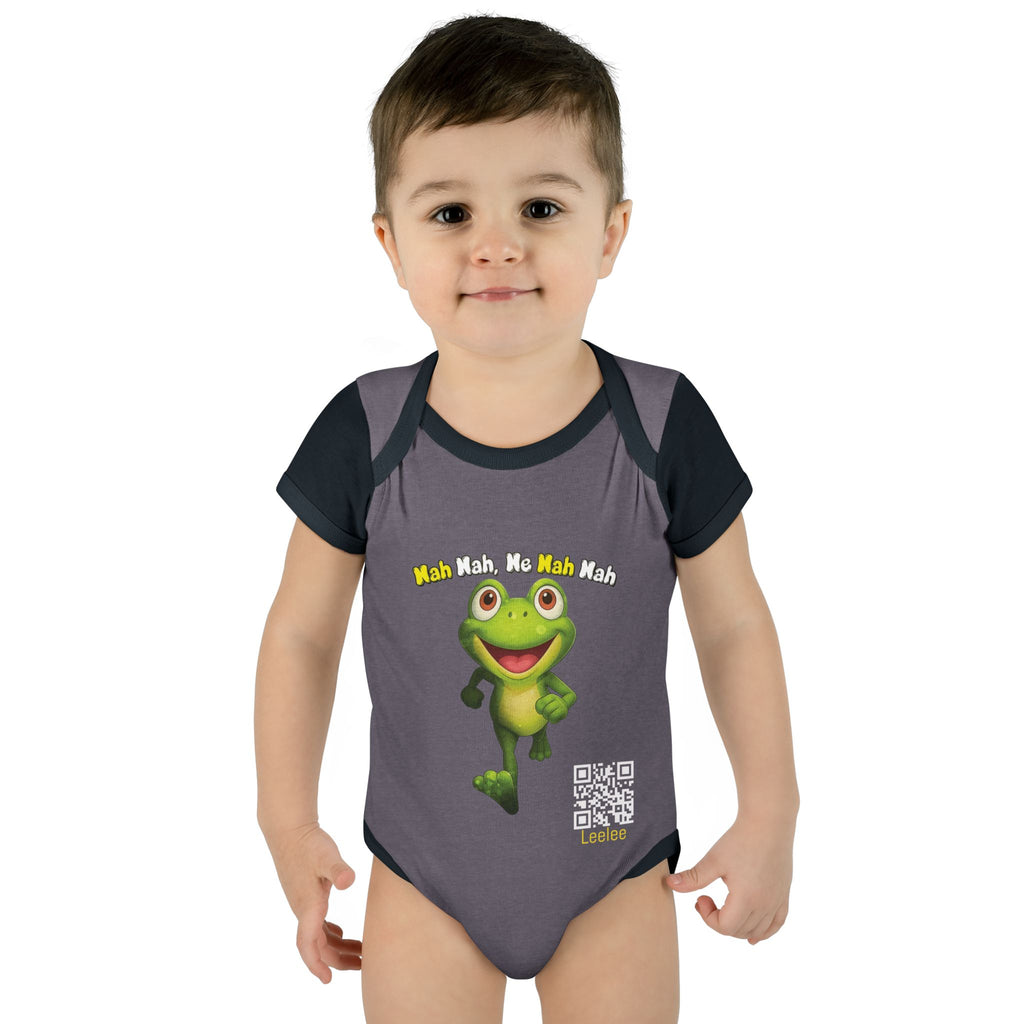 Baby Bodysuit – Cute Running Leelee Frog "Nah Nah, Ne Nah Nah" Infant Onesie