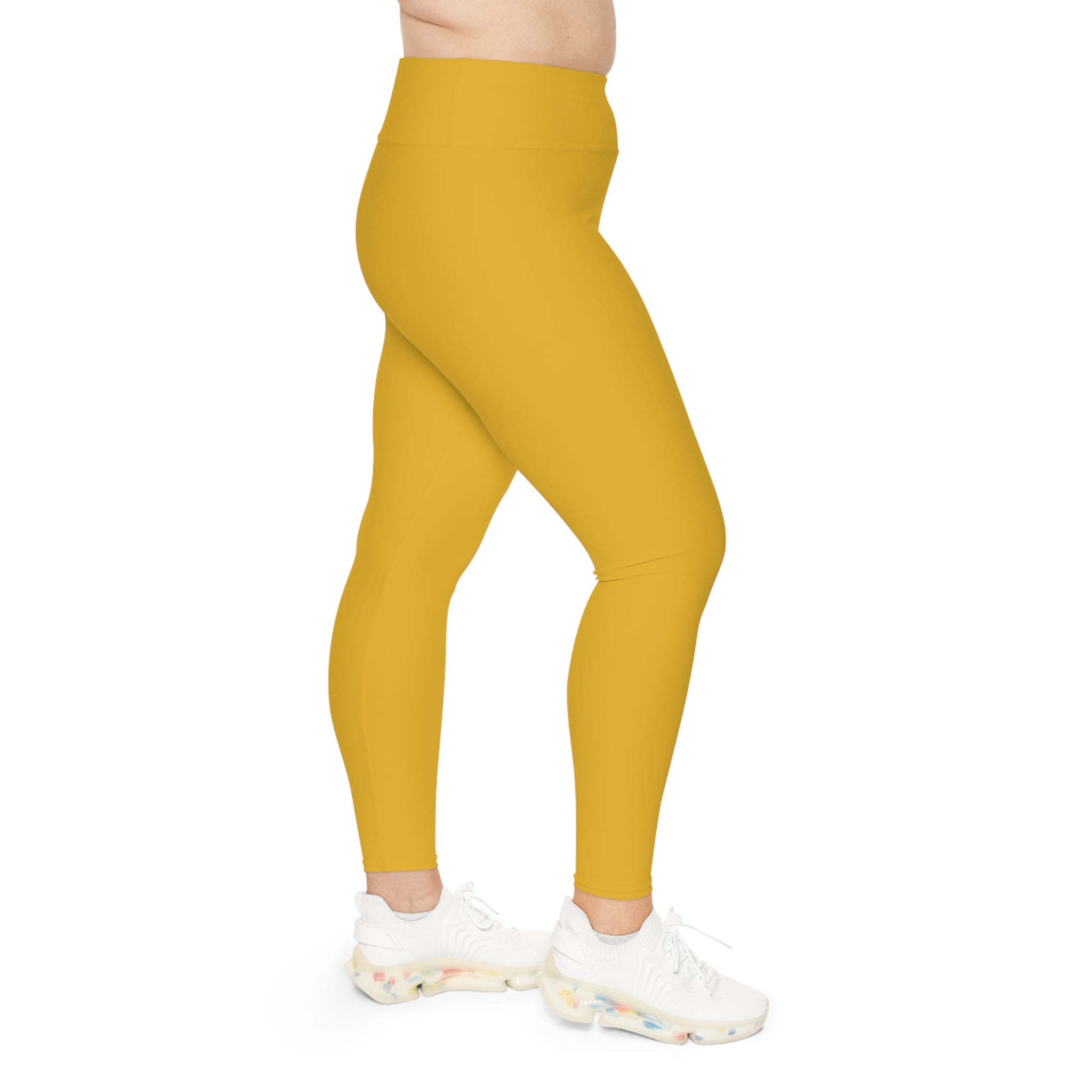 Leelee Inspired Plus Size Leggings (Yellow)— Cute Smiling Leelee Running Frog Graphic Leggings