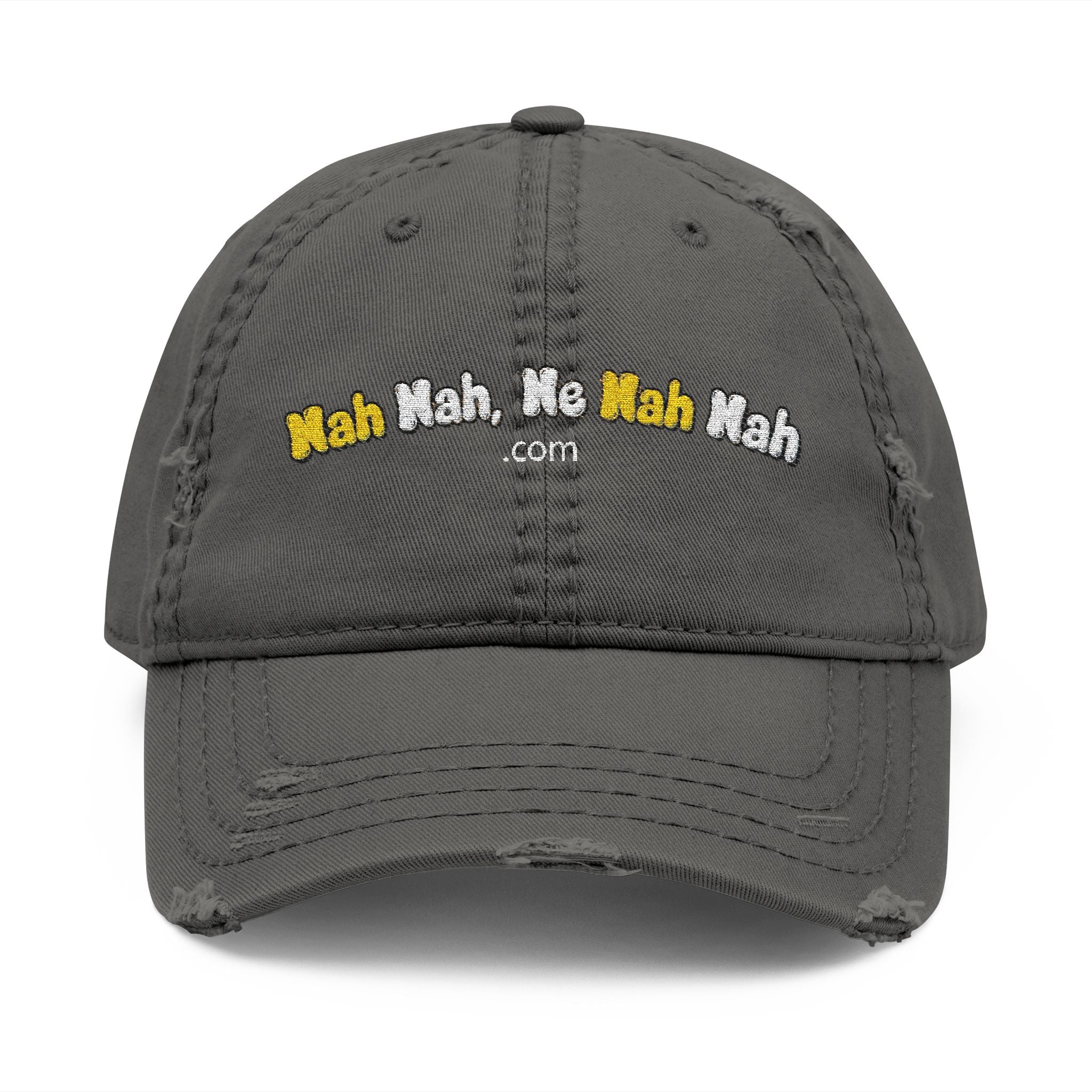 Distressed Embroidered Nah Nah Ne Nah Nah Dad Hat — Vintage Casual Cap for Tech & Trend Fans