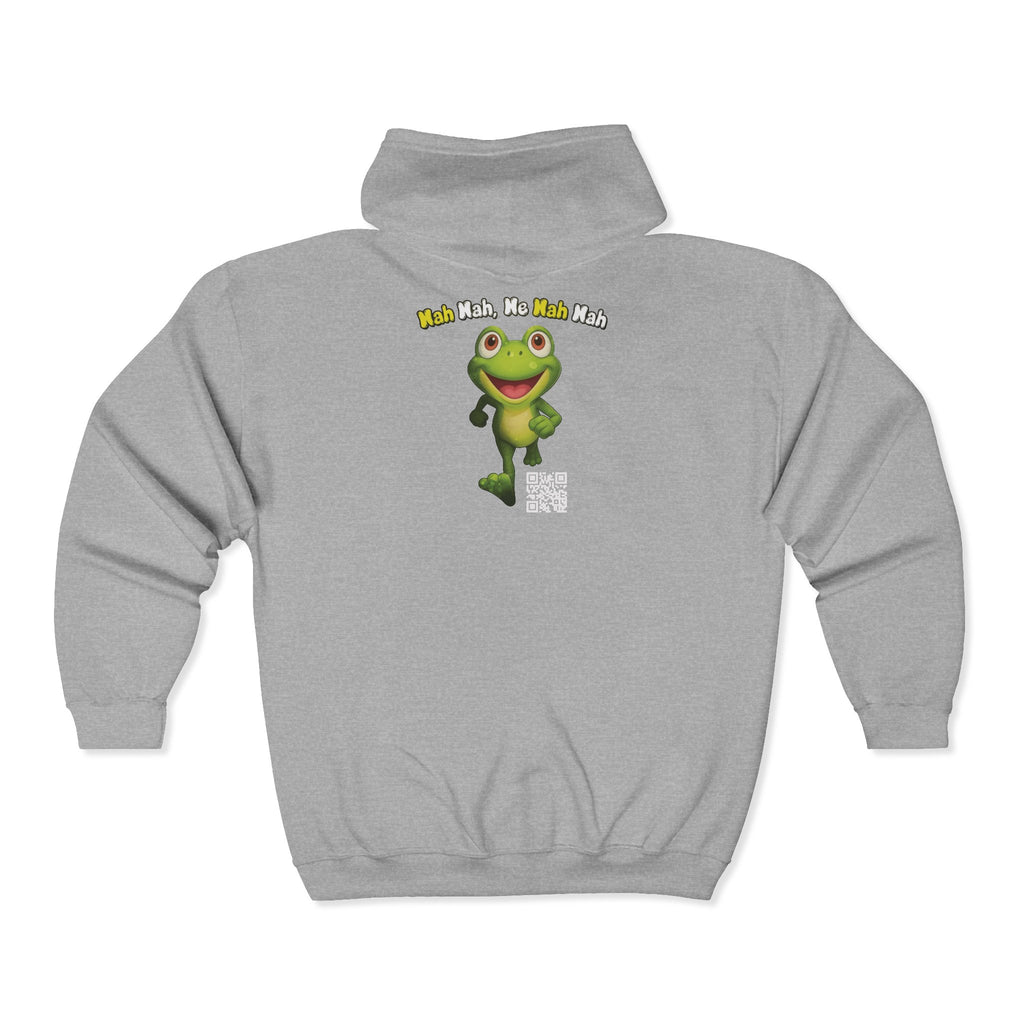 Leelee Running Frog Zip Pro Hoodie — Cute "Nah Nah, Ne Nah Nah" Graphic Full-Zip Sweatshirt