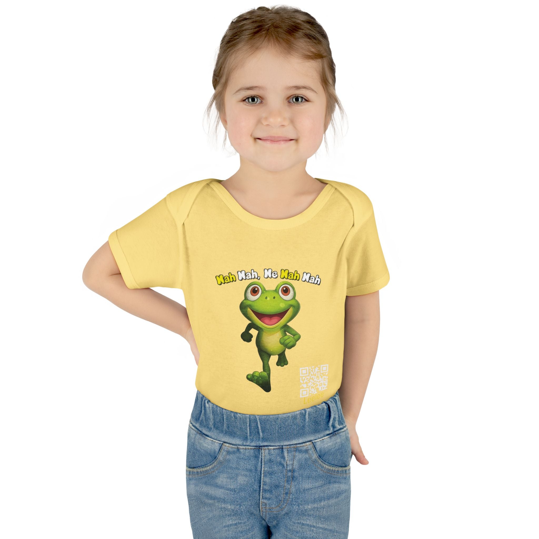 Baby Bodysuit – Cute Running Leelee Frog "Nah Nah, Ne Nah Nah" Infant Onesie