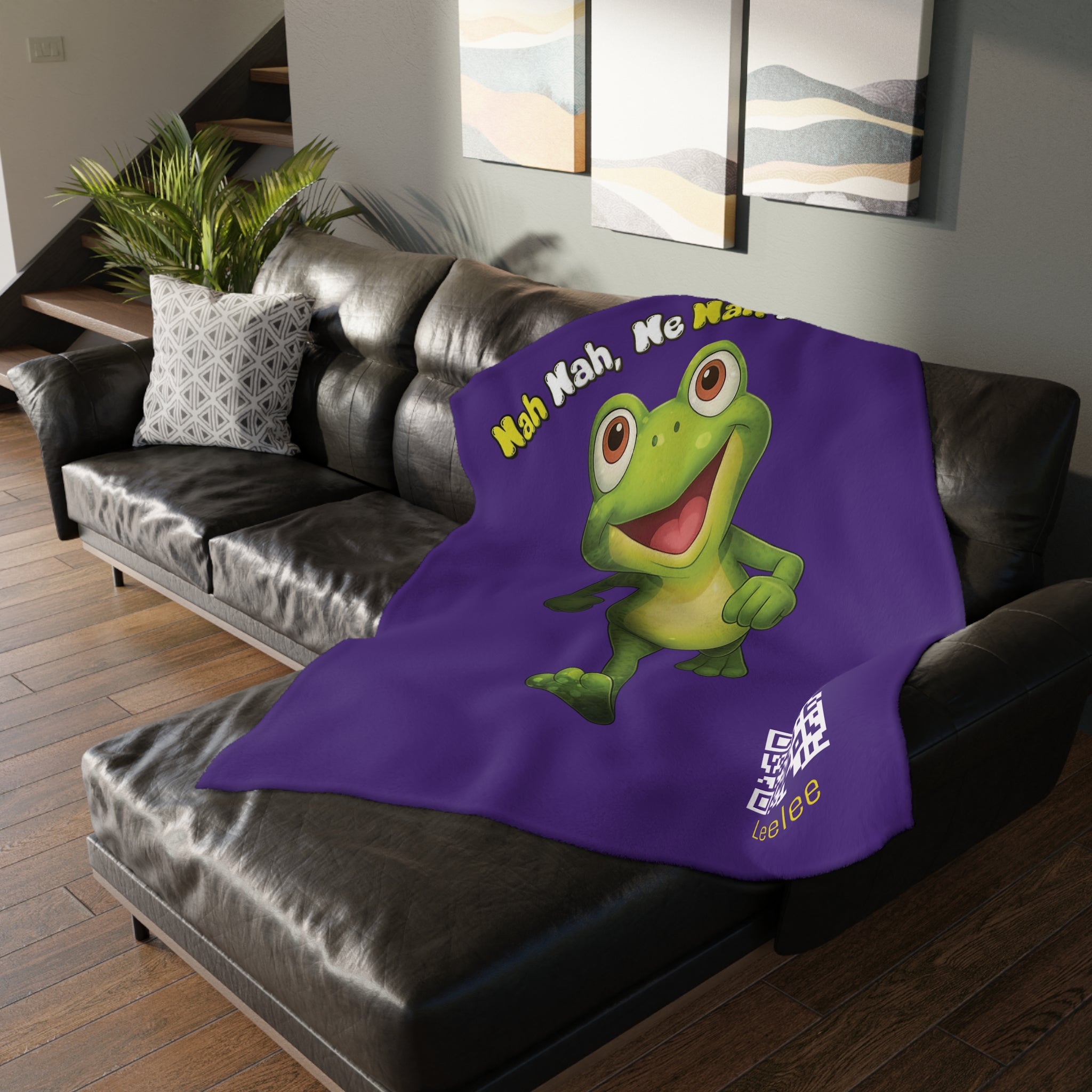 Cute Leelee Running Frog "Nah Nah, Ne Nah Nah" Microfiber Blanket