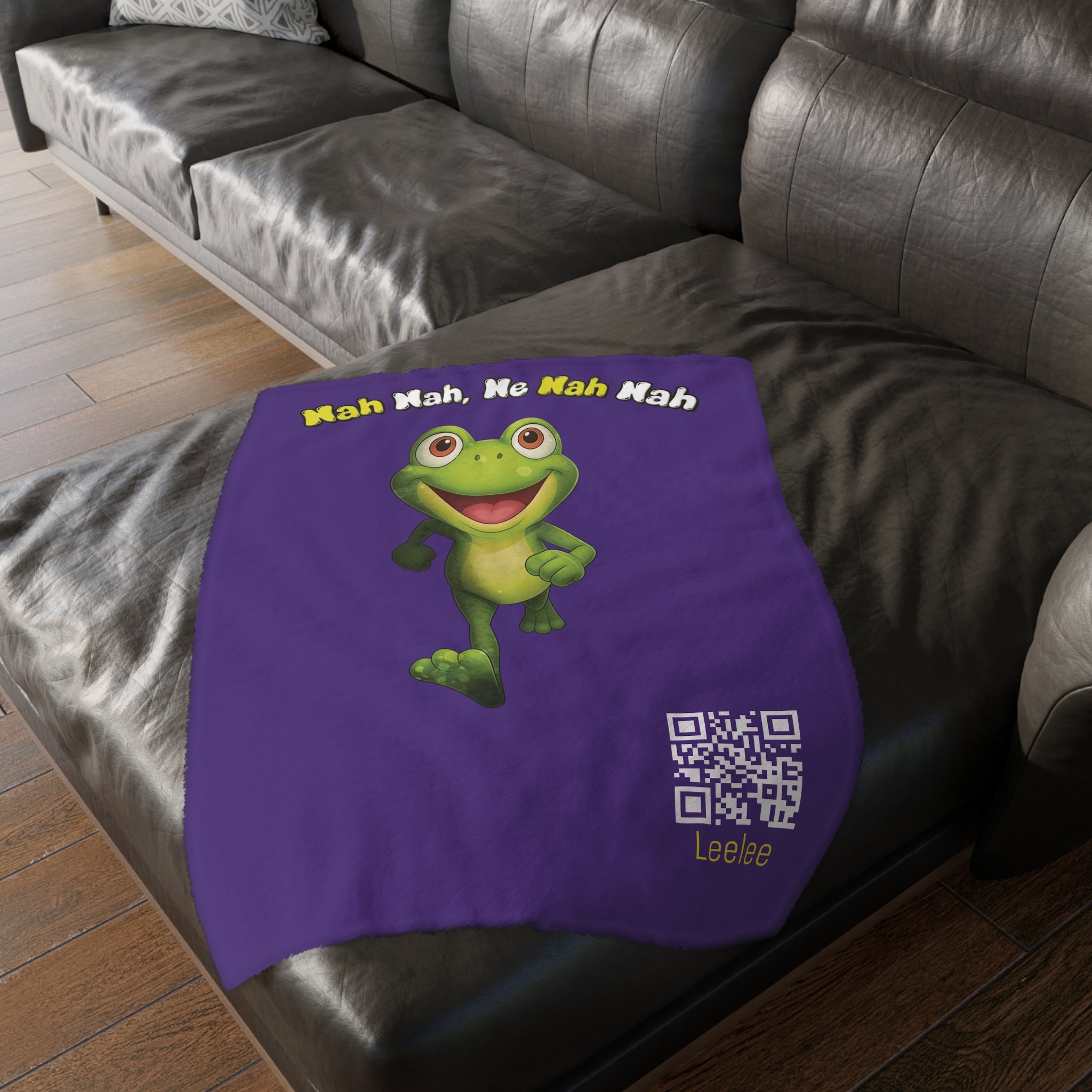 Cute Leelee Running Frog "Nah Nah, Ne Nah Nah" Microfiber Blanket