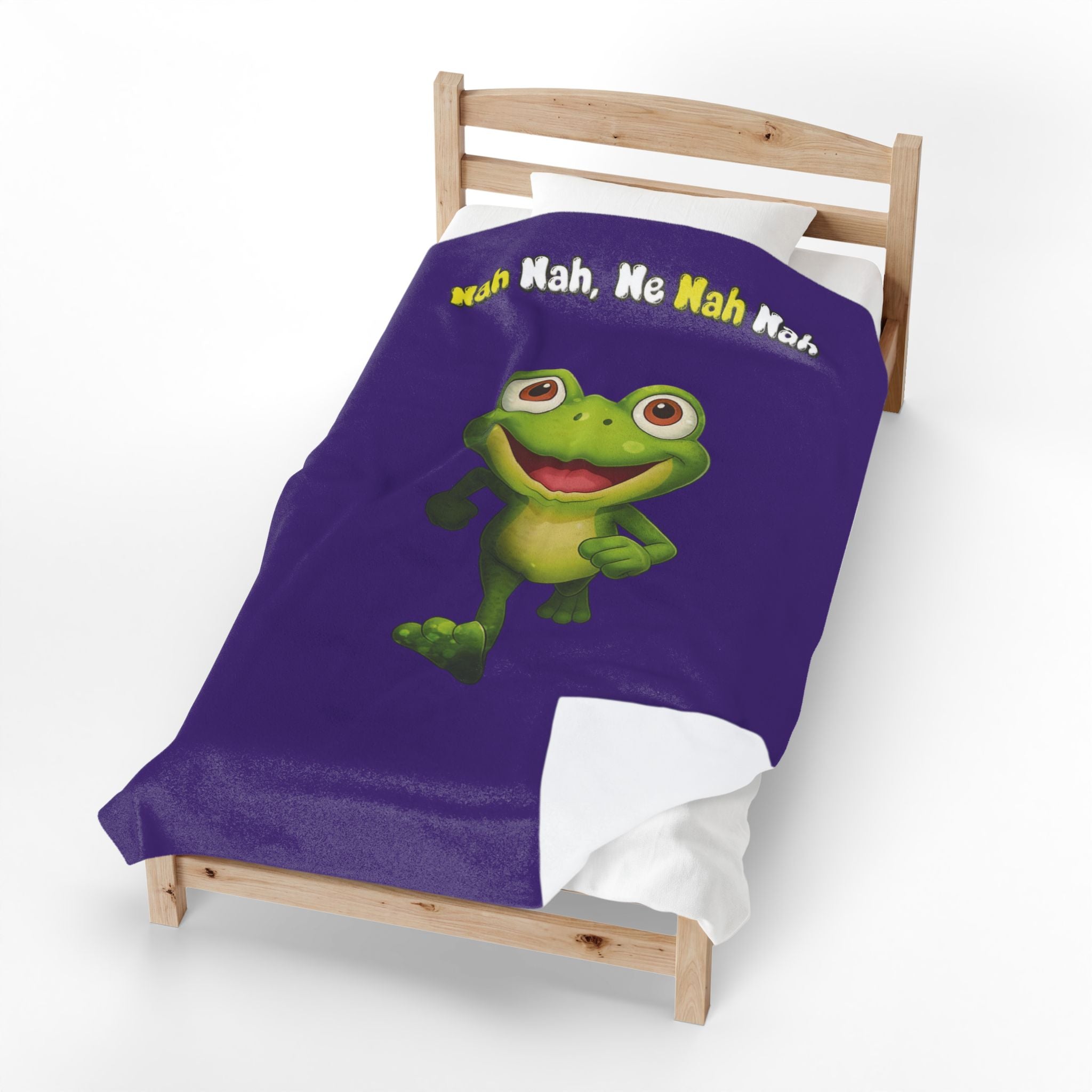 Leelee Frog Velveteen Plush Blanket — "Nah Wah, Ne Nah Nah" Cozy Throw for Kids & Frog Lovers