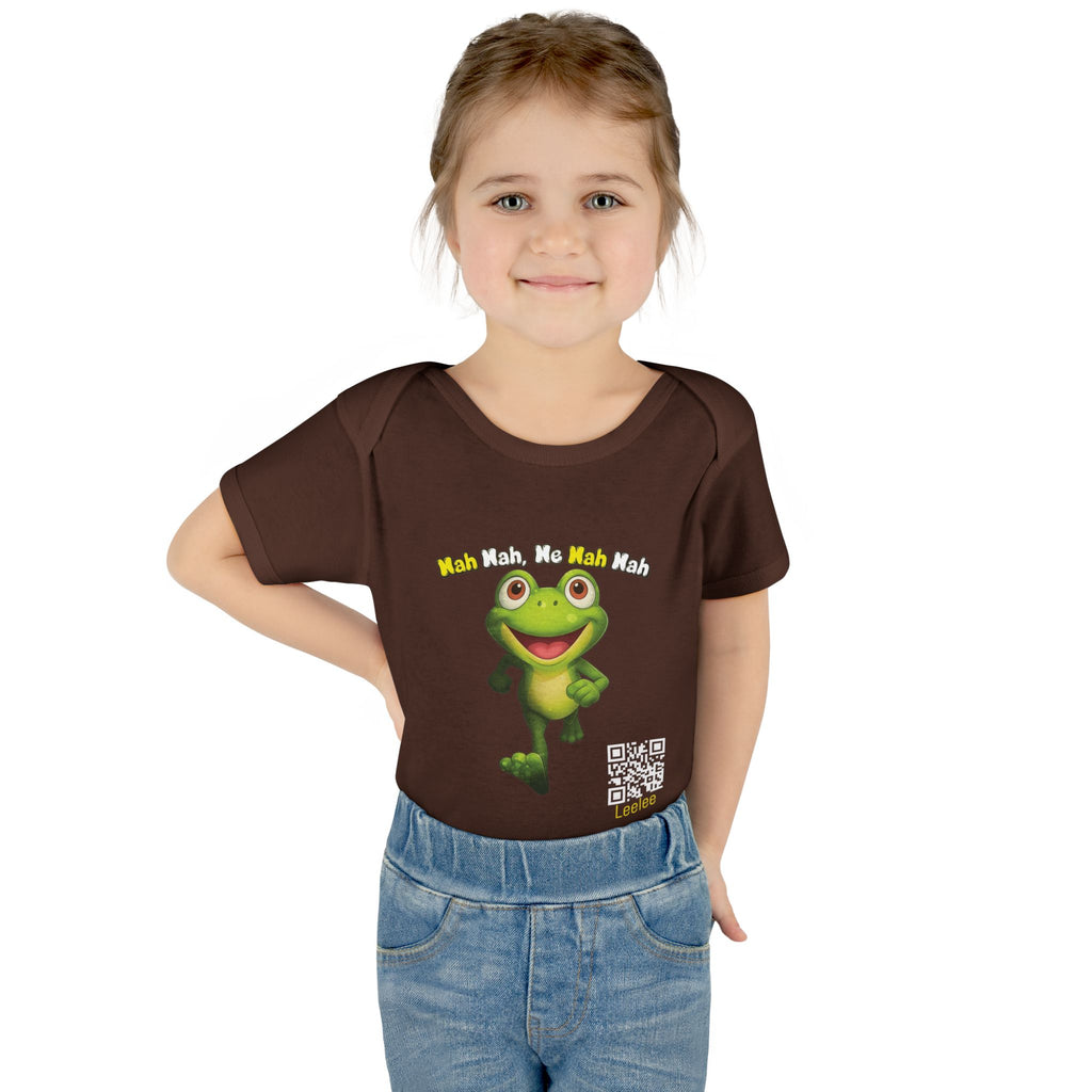 Baby Bodysuit – Cute Running Leelee Frog "Nah Nah, Ne Nah Nah" Infant Onesie