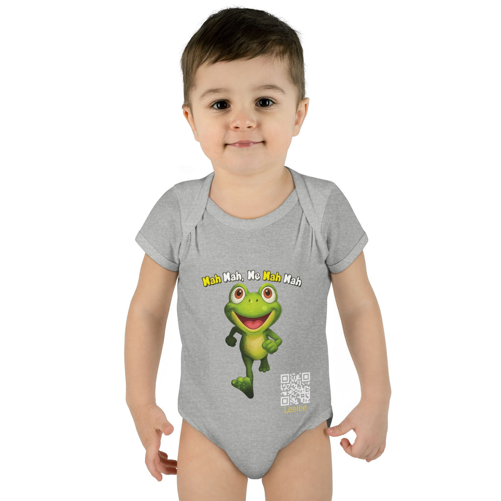 Baby Bodysuit – Cute Running Leelee Frog "Nah Nah, Ne Nah Nah" Infant Onesie