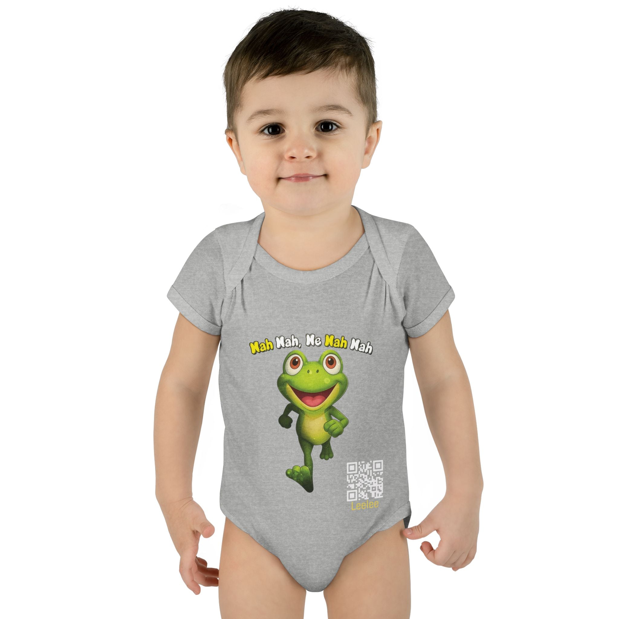 Baby Bodysuit – Cute Running Leelee Frog "Nah Nah, Ne Nah Nah" Infant Onesie