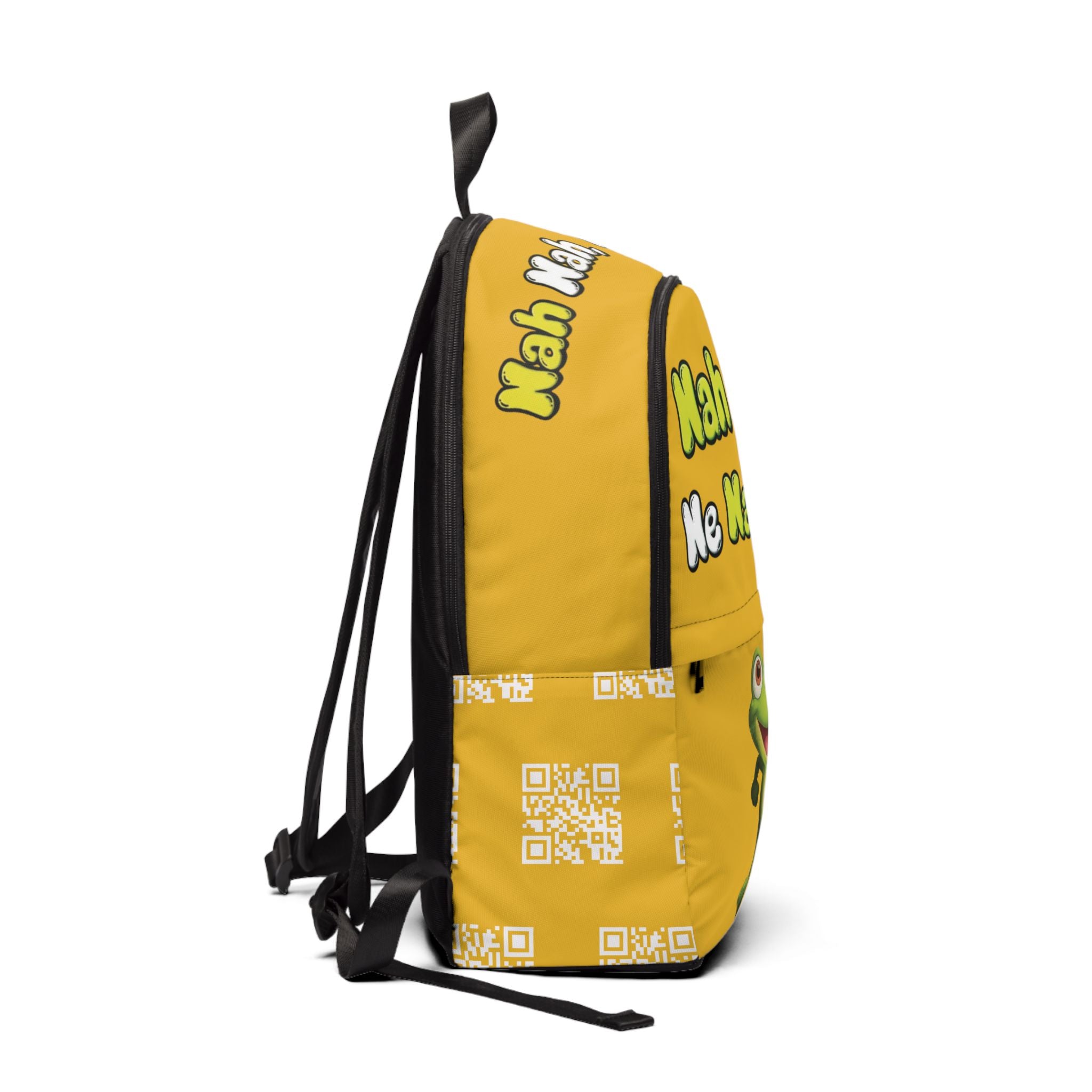 Yellow Backpack — "Nah Nah, Ne Nah Nah" Frog Print Kids Backpack