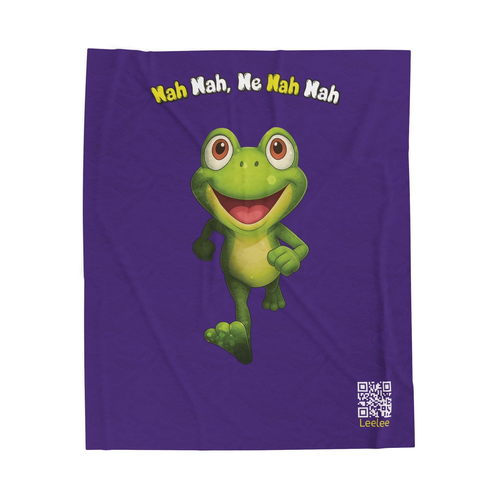Leelee Frog Velveteen Plush Blanket — "Nah Wah, Ne Nah Nah" Cozy Throw for Kids & Frog Lovers