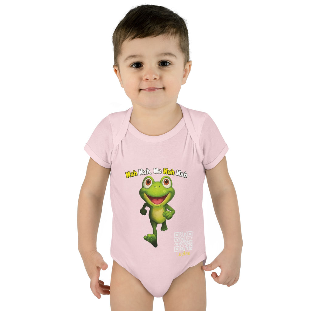 Baby Bodysuit – Cute Running Leelee Frog "Nah Nah, Ne Nah Nah" Infant Onesie