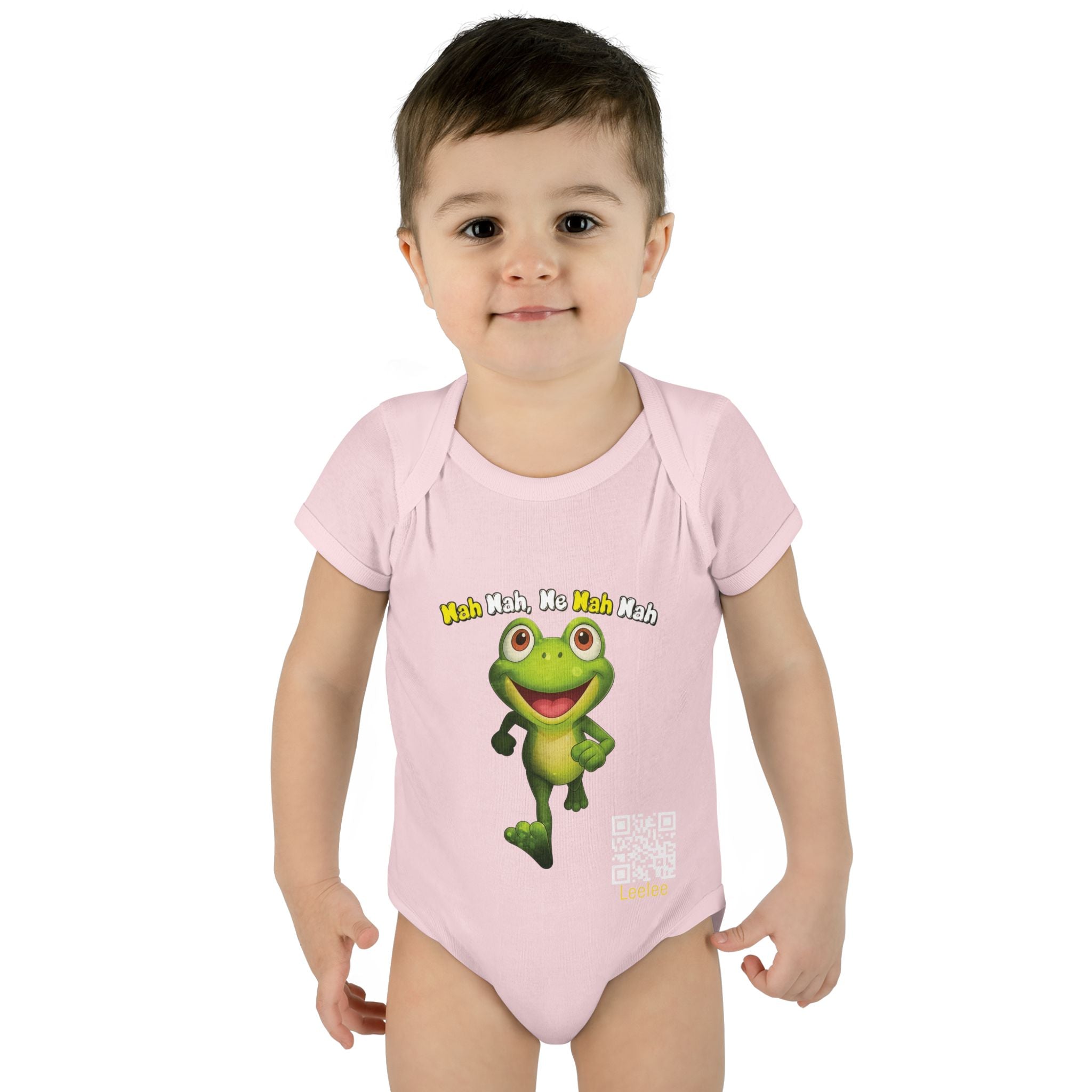 Baby Bodysuit – Cute Running Leelee Frog "Nah Nah, Ne Nah Nah" Infant Onesie