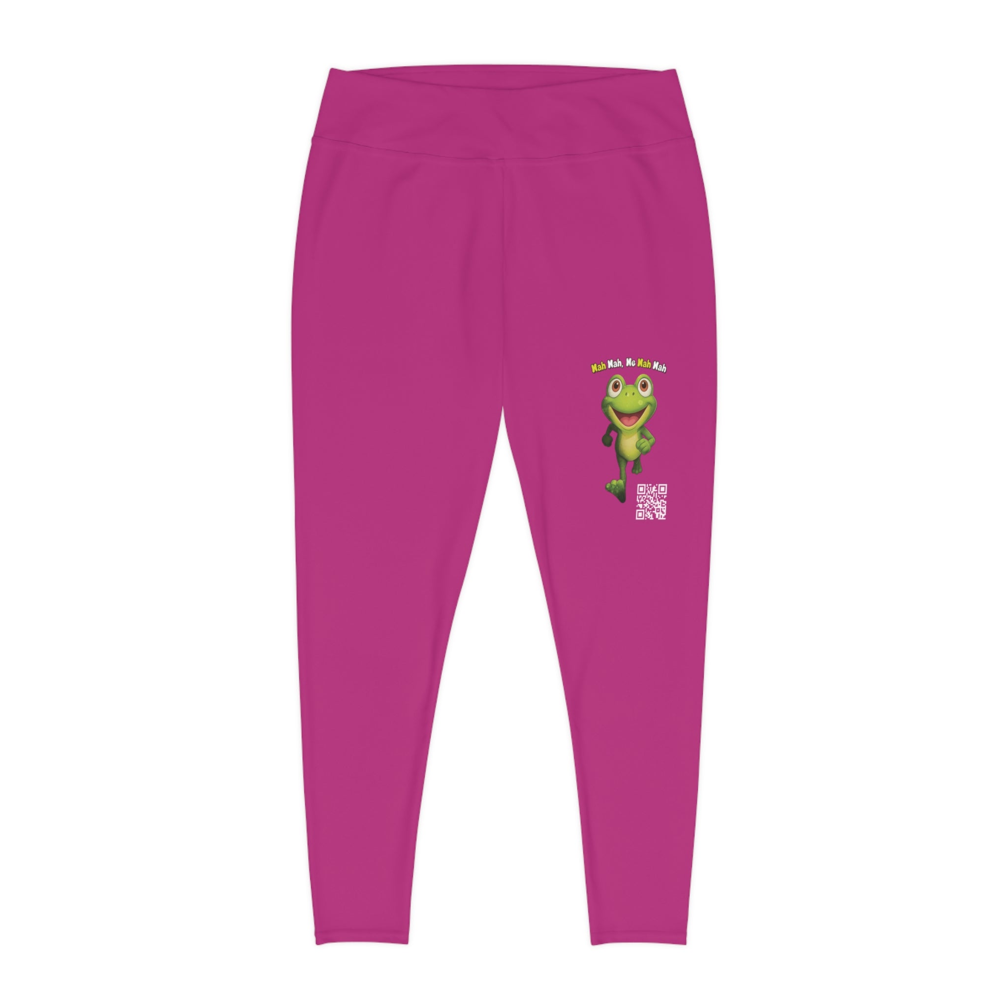 Leelee Inspired Plus Size Leggings (Pink) — Cute Smiling Leelee Running Frog Graphic Leggings