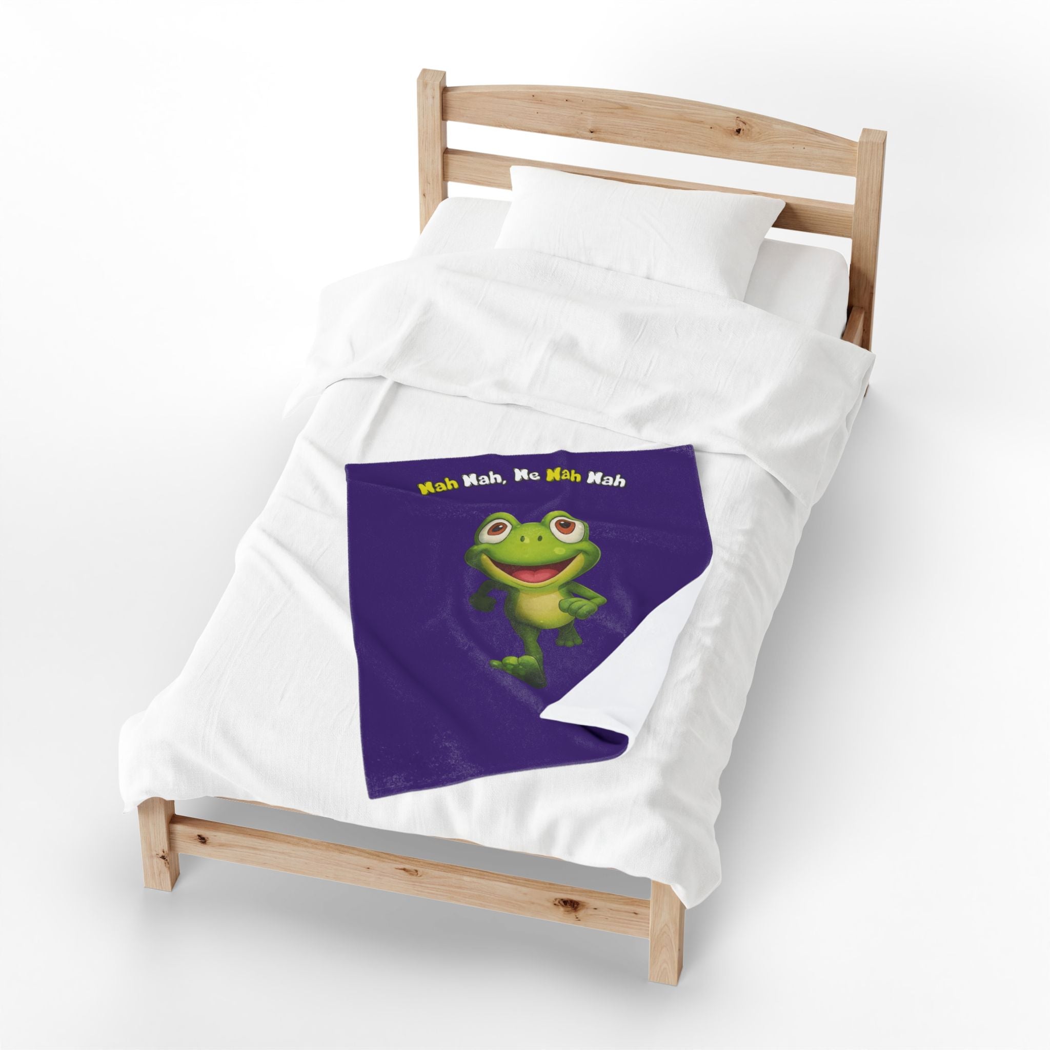 Leelee Frog Velveteen Plush Blanket — "Nah Wah, Ne Nah Nah" Cozy Throw for Kids & Frog Lovers