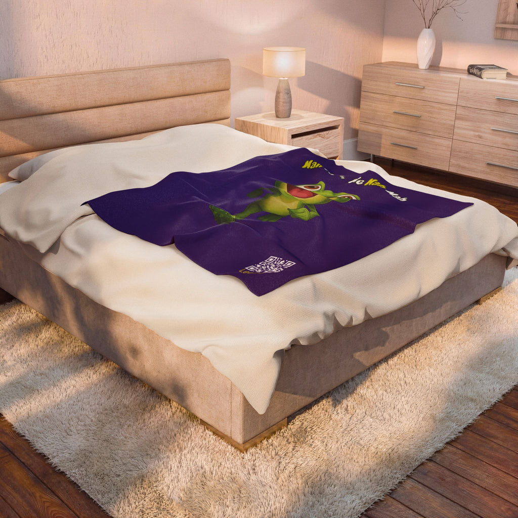 Leelee Frog Velveteen Plush Blanket — "Nah Wah, Ne Nah Nah" Cozy Throw for Kids & Frog Lovers