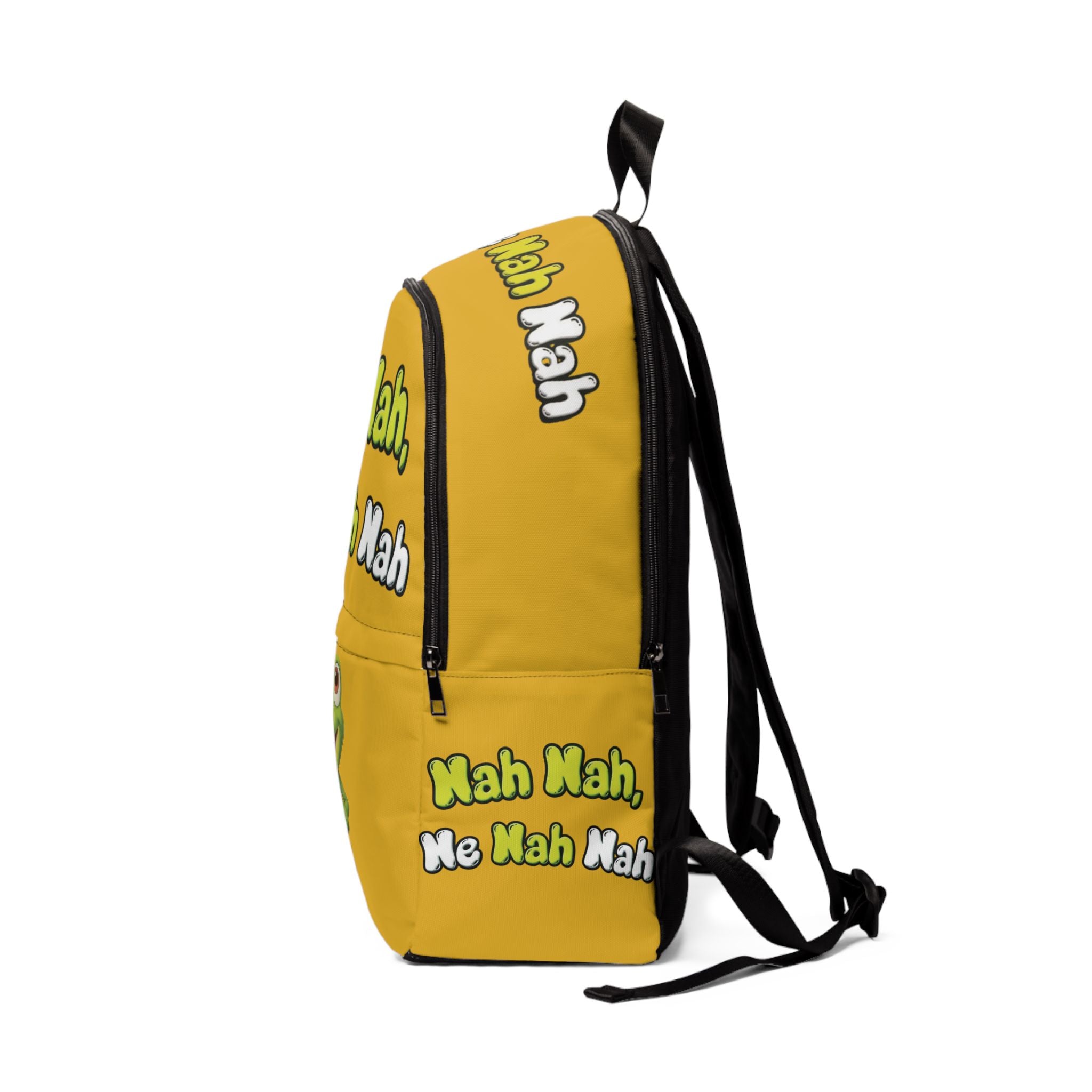 Yellow Backpack — "Nah Nah, Ne Nah Nah" Frog Print Kids Backpack