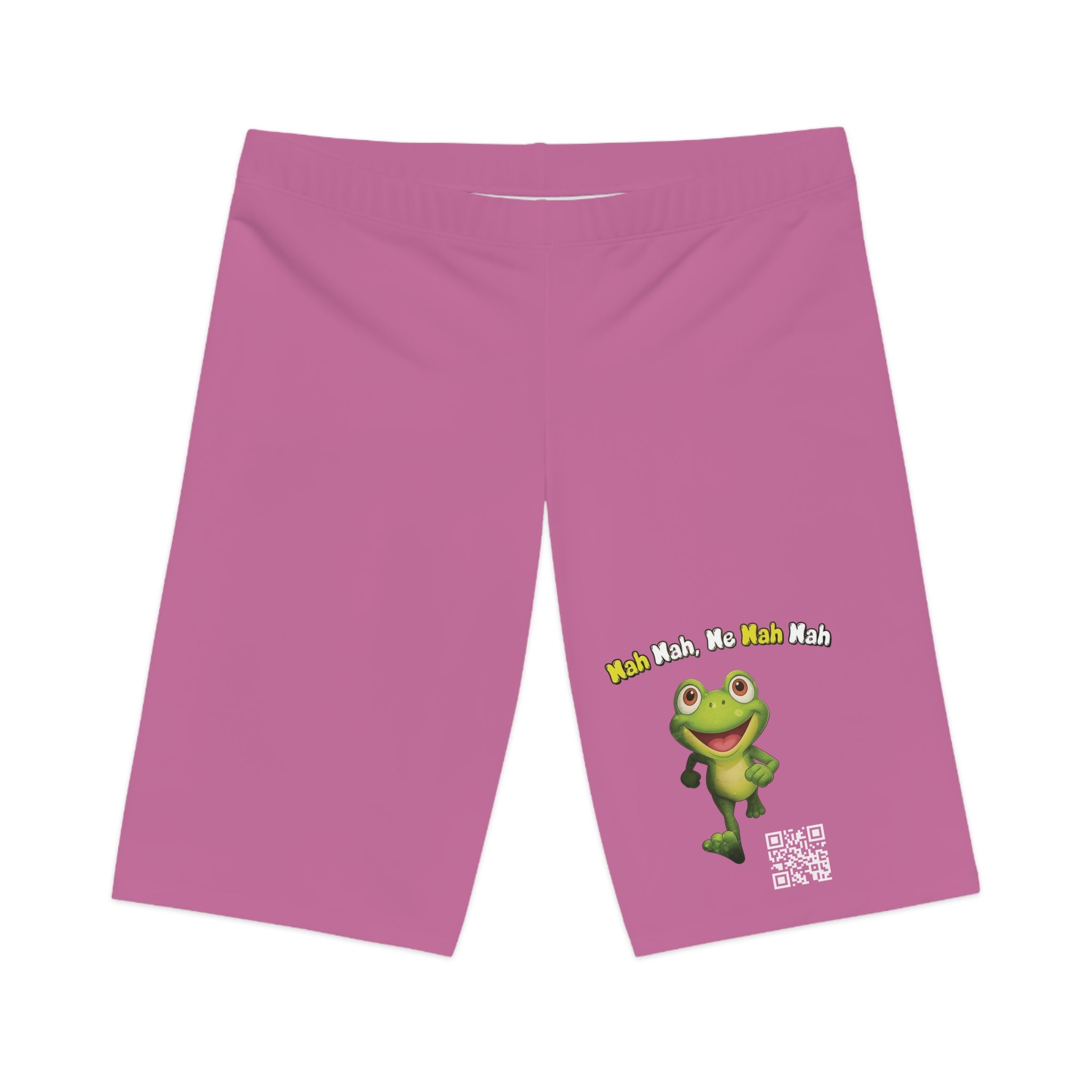 Leelee Frog Inspired Women's Bike Shorts (Pink) — Cute 'Nah Nah, Ne Nah Nah' Graphic
