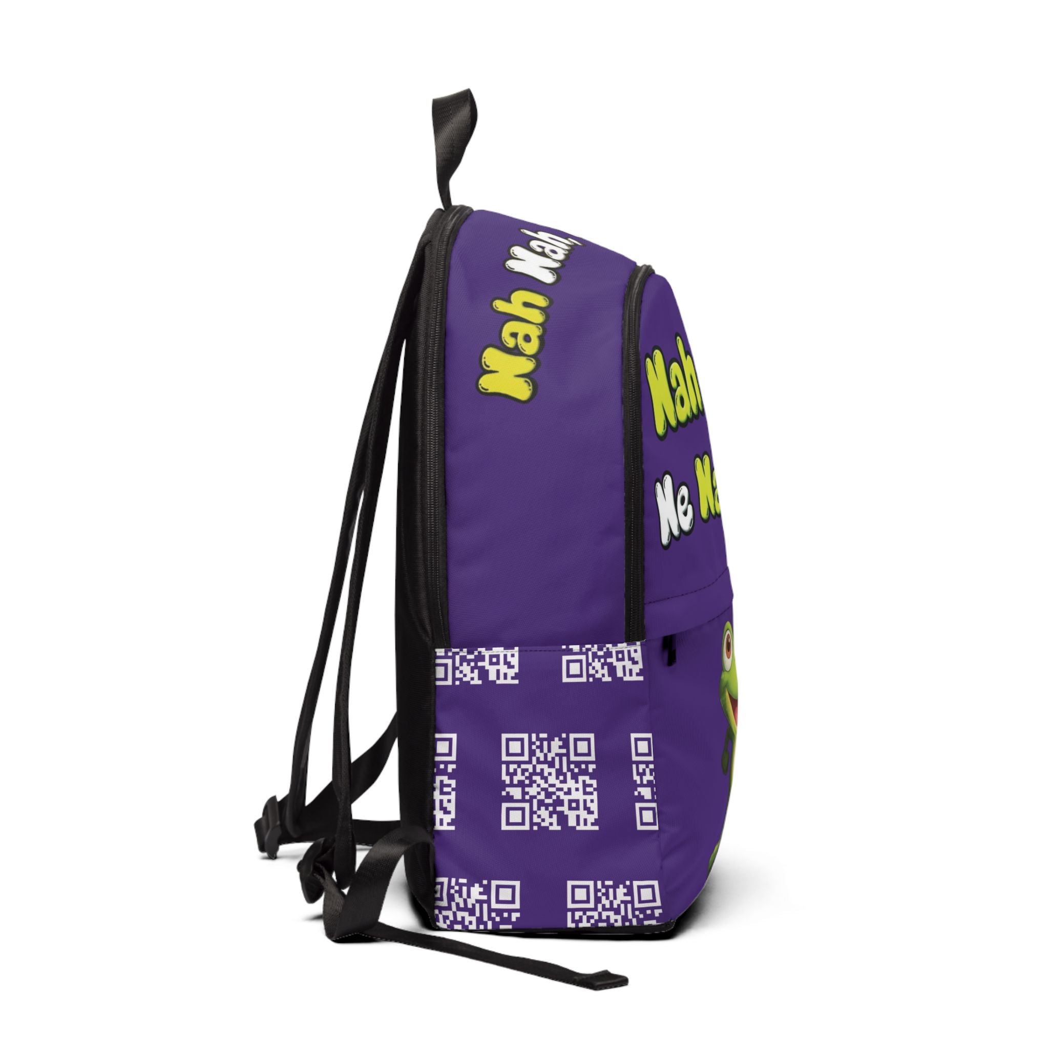 Purple Backpack — "Nah Nah, Ne Nah Nah" Frog Print Kids Backpack