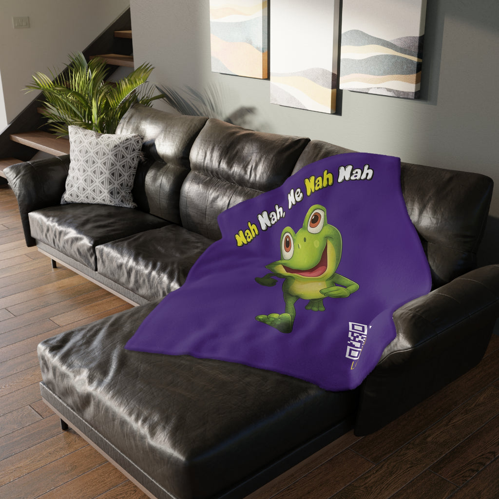 Cute Leelee Running Frog "Nah Nah, Ne Nah Nah" Microfiber Blanket