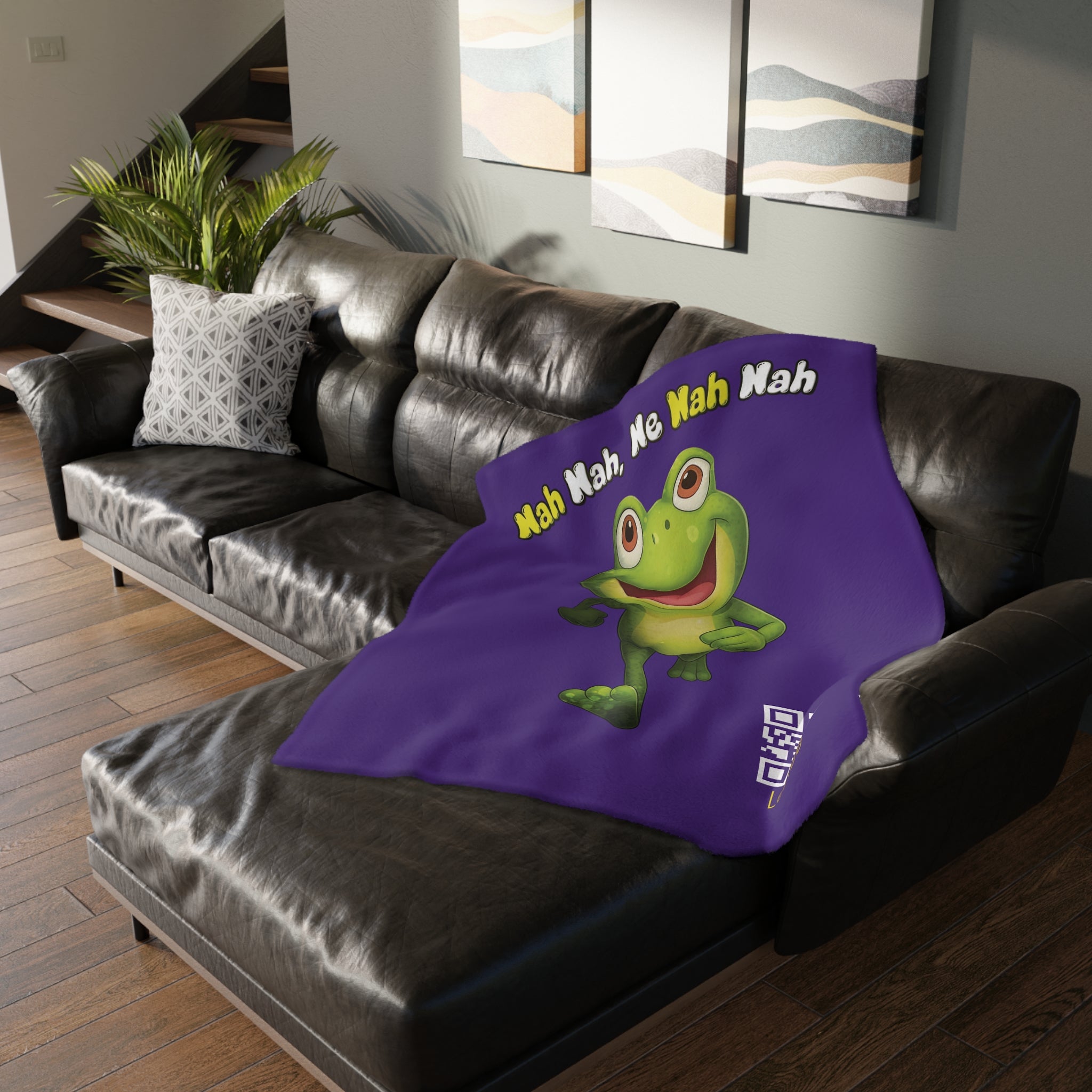 Cute Leelee Running Frog "Nah Nah, Ne Nah Nah" Microfiber Blanket