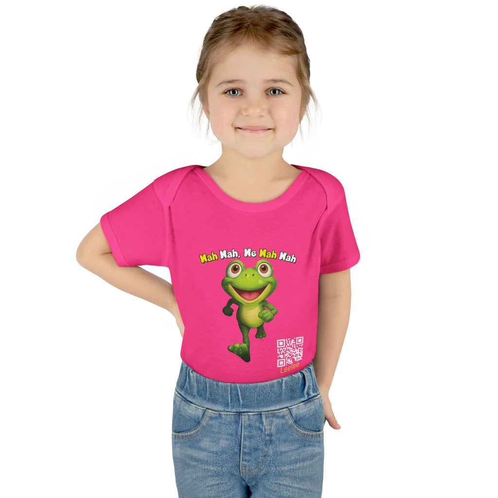 Baby Bodysuit – Cute Running Leelee Frog "Nah Nah, Ne Nah Nah" Infant Onesie
