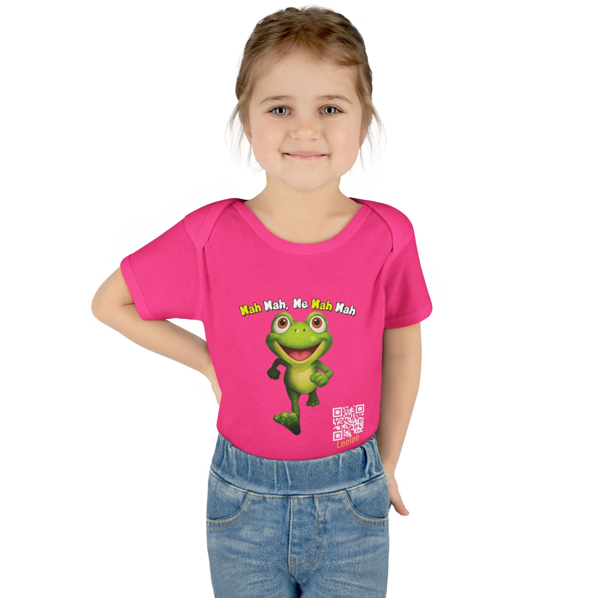 Baby Bodysuit – Cute Running Leelee Frog "Nah Nah, Ne Nah Nah" Infant Onesie