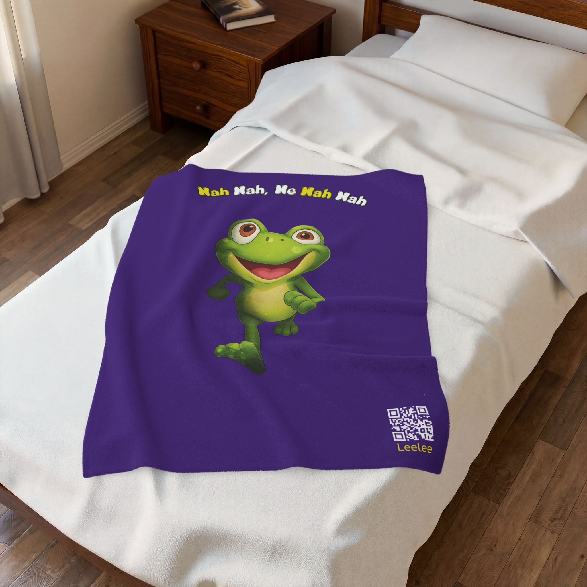 Leelee Frog Velveteen Plush Blanket — "Nah Wah, Ne Nah Nah" Cozy Throw for Kids & Frog Lovers