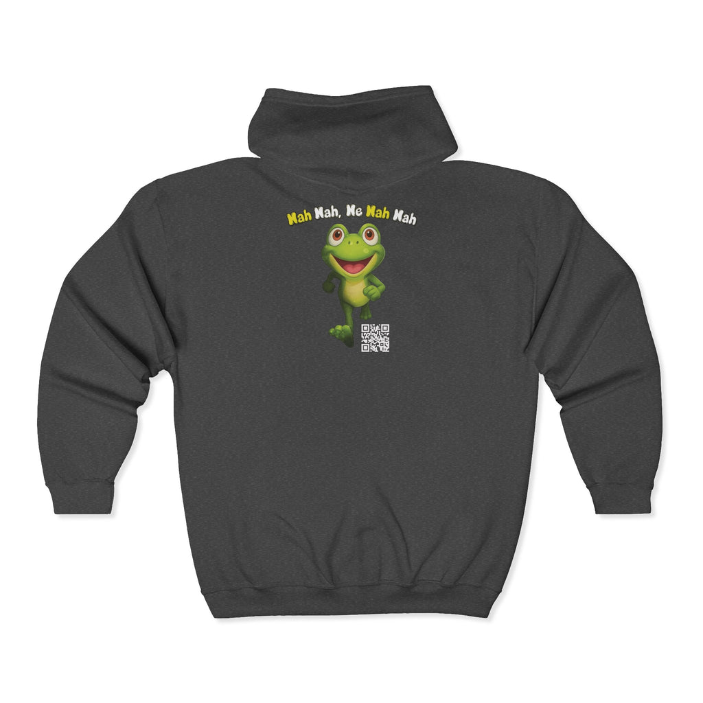 Leelee Running Frog Zip Pro Hoodie — Cute "Nah Nah, Ne Nah Nah" Graphic Full-Zip Sweatshirt