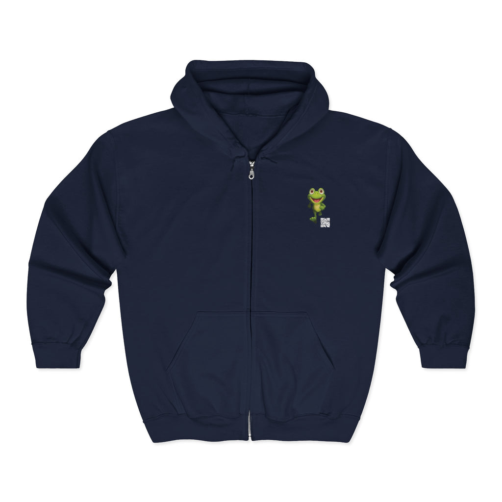 Leelee Running Frog Zip Pro Hoodie — Cute "Nah Nah, Ne Nah Nah" Graphic Full-Zip Sweatshirt