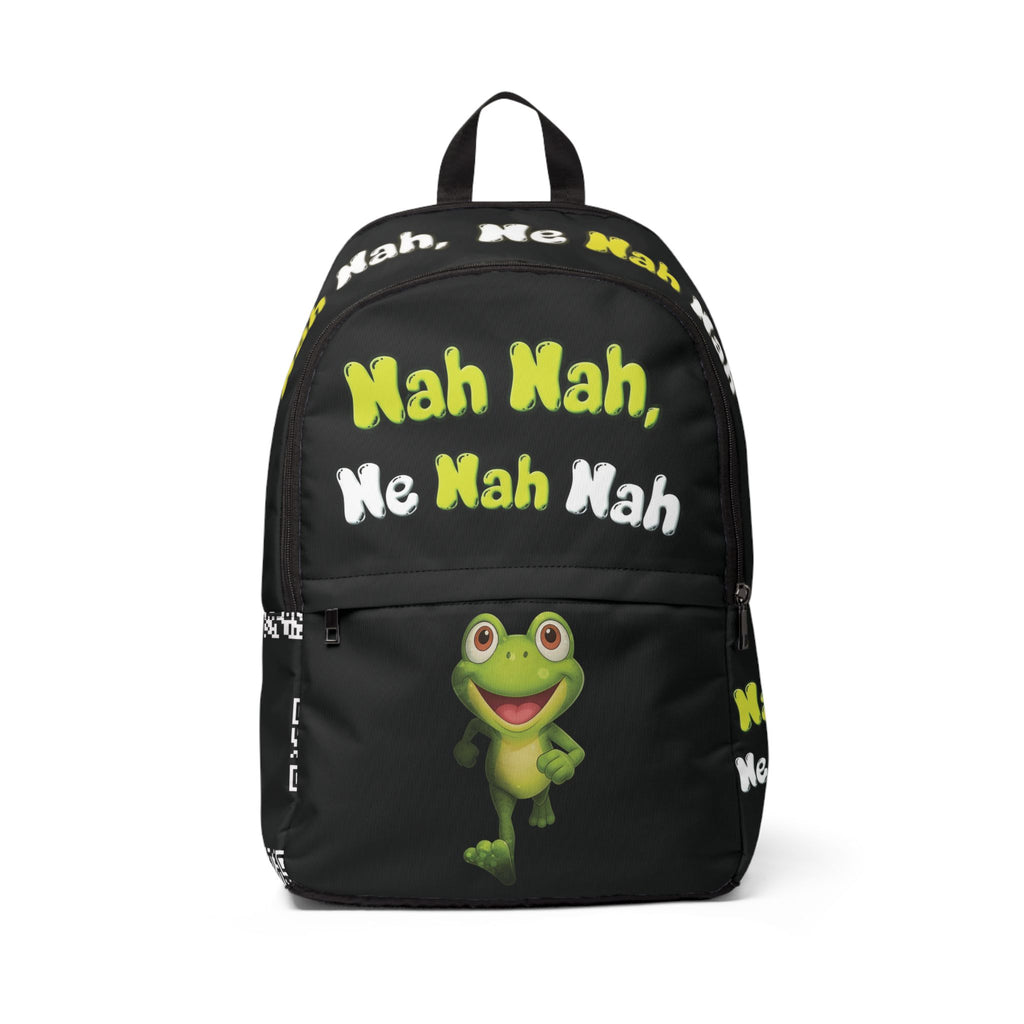 Black Backpack — "Nah Nah, Ne Nah Nah" Frog Print Kids Backpack
