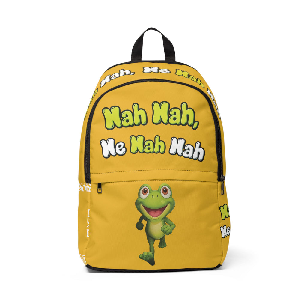 Yellow Backpack — "Nah Nah, Ne Nah Nah" Frog Print Kids Backpack